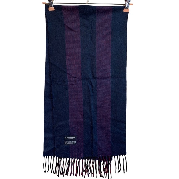 Dior Accessories - Vintage Christian Dior 100% Acrylic Striped Scarf Blue Pink